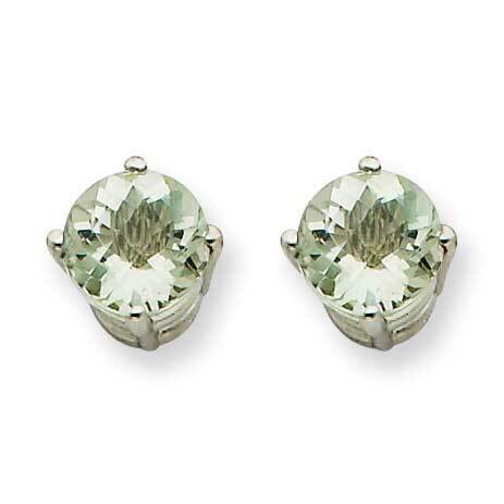 6mm Round Checker-Cut Green Quartz Earrings 14k White Gold XE73WCG, MPN: XE73WCG, 883957097749