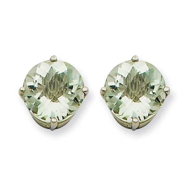 9mm Round Checker-Cut Green Quartz Earrings 14k White Gold XE76WCG, MPN: XE76WCG, 883957099576