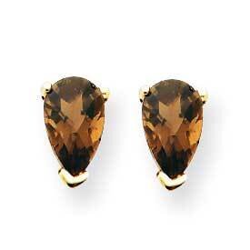 5x3 Pear Checker-Cut Smoky Quartz Earrings 14k Gold XE78CQ, MPN: XE78CQ, 883957099927