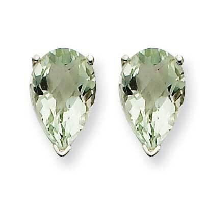 9x6 Pear Checker-Cut Green Quartz Earrings 14k White Gold XE82WCG, MPN: XE82WCG, 883957103983