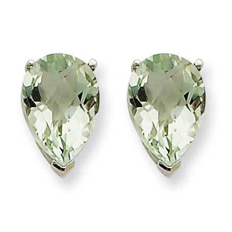 10x7 Pear Checker-Cut Green Quartz Earrings 14k White Gold XE83WCG, MPN: XE83WCG, 883957104911