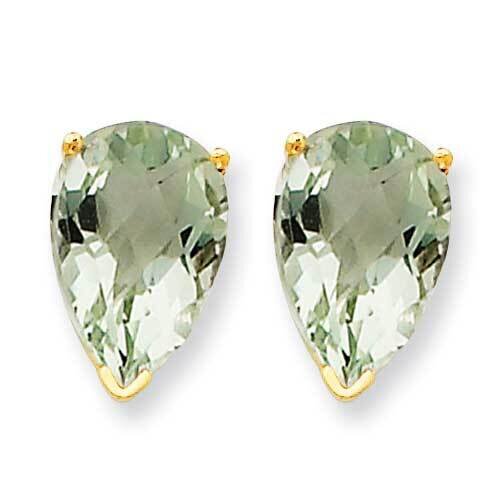 12x8 Pear Checker-Cut Green Quartz Earrings 14k Gold XE84CG, MPN: XE84CG, 883957105147