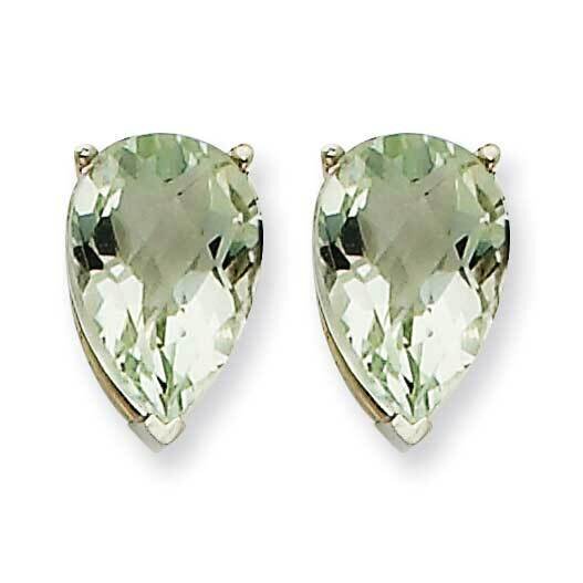 12x8 Pear Checker-Cut Green Quartz Earrings 14k White Gold XE84WCG, MPN: XE84WCG, 883957105246