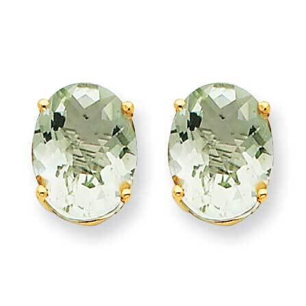 9x7 Oval Checker-Cut Green Quartz Earrings 14k Gold XE89CG, MPN: XE89CG, 883957108537