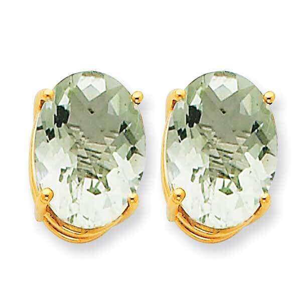 14x10 Oval Checker-Cut Green Quartz Earrings 14k Gold XE92CG, MPN: XE92CG, 883957109404