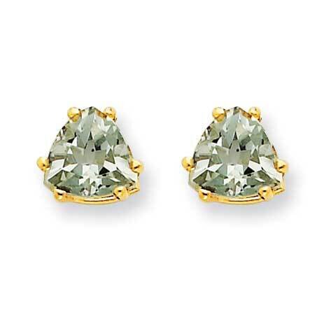 6mm Trillion Checker-Cut Green Quartz Earrings 14k Gold XE94CG, MPN: XE94CG, 883957109787