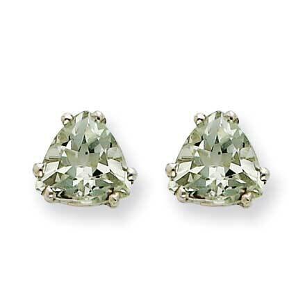 6mm Trillion Checker-Cut Green Quartz Earrings 14k White Gold XE94WCG, MPN: XE94WCG, 883957109909