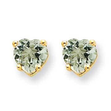 5mm Heart Checker-Cut Green Quartz Earrings 14k Gold XE97CG, MPN: XE97CG, 883957110523