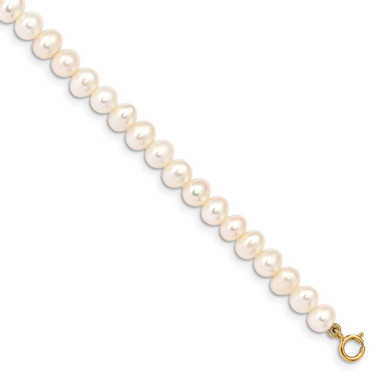 4-5mm White Egg Shape Freshwater Cultured Pearl Bracelet 14k Gold XF728-5