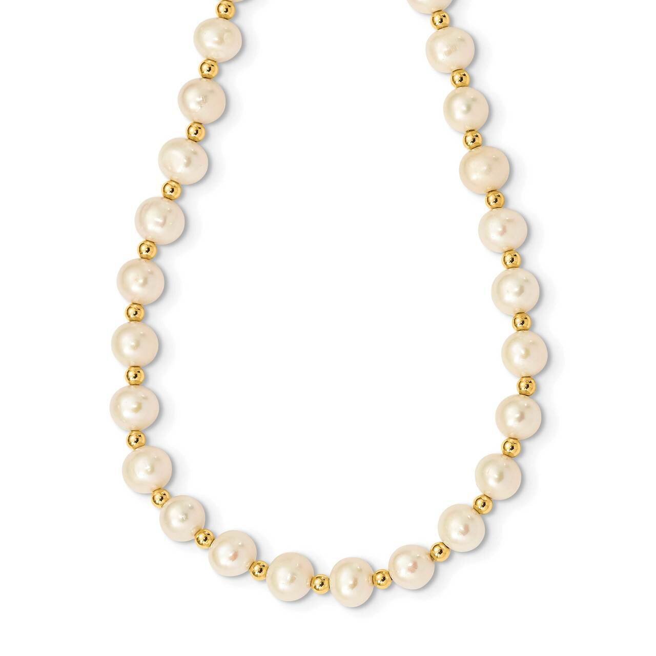 6-7mm White Near Round Freshwater Cultured Pearl Bead Necklace 14k Gold XF740-18, MPN: XF740-18, 88…