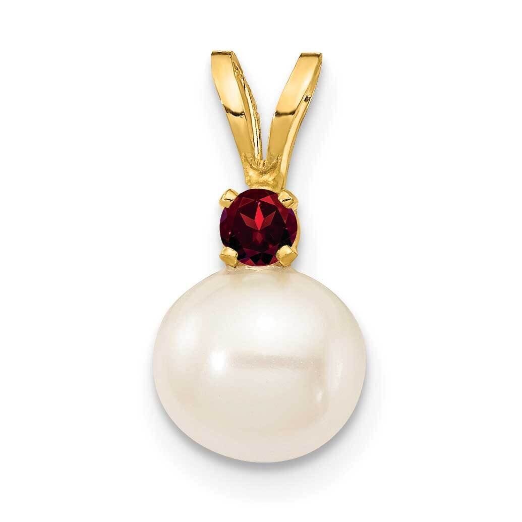 7-7.5mm White Round Freshwater Cultured Pearl Garnet Pendants 14k Gold XF741_GA, MPN: XF741_GA, 883…