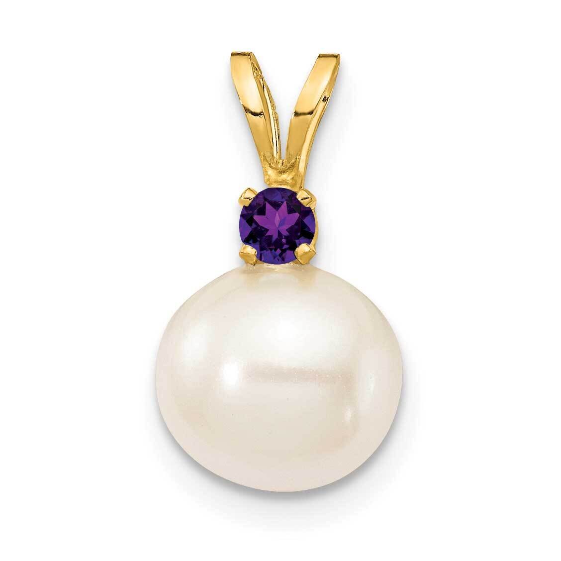 Amethyst 8-8.5mm White Round Freshwater Cultured Pearl Pendant 14k Gold XF742_AM, MPN: XF742_AM, 88…