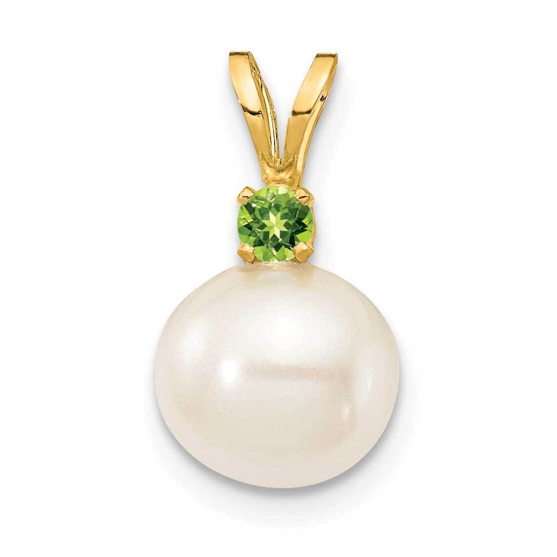 Peridot 8-8.5mm White Round Freshwater Cultured Pearl Pendant 14k Gold XF742_PE, MPN: XF742_PE, 883…