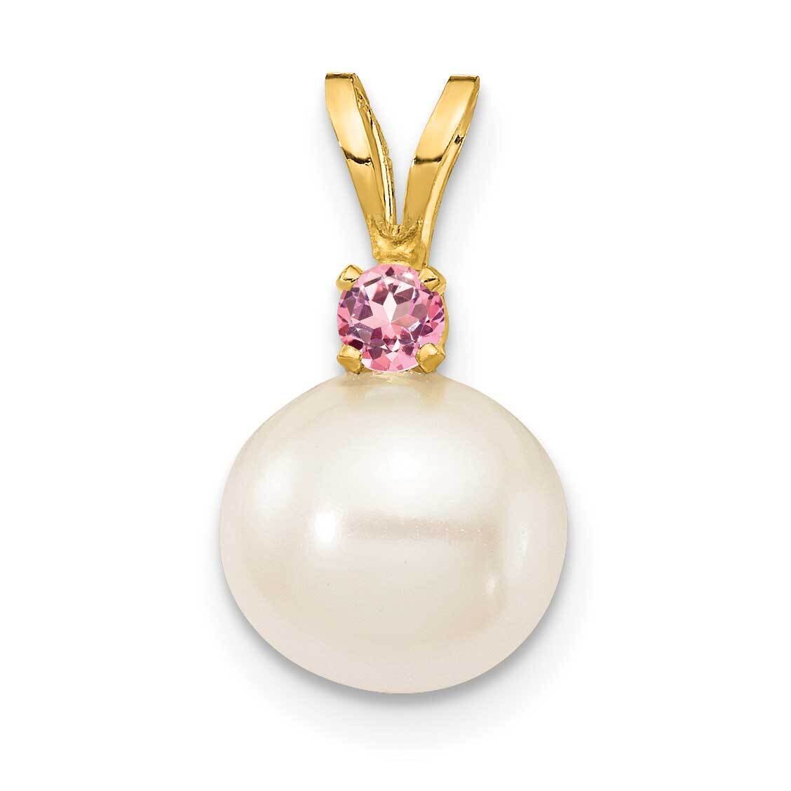 Pink Topaz 8-8.5mm White Round Freshwater Cultured Pearl Pendant 14k Gold XF742_PT, MPN: XF742_PT, …