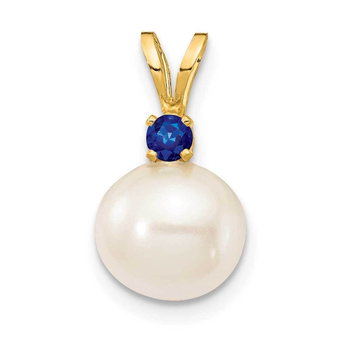 Sapphire 8-8.5mm White Round Freshwater Cultured Pearl Pendant 14k Gold XF742_S, MPN: XF742_S, 8839…