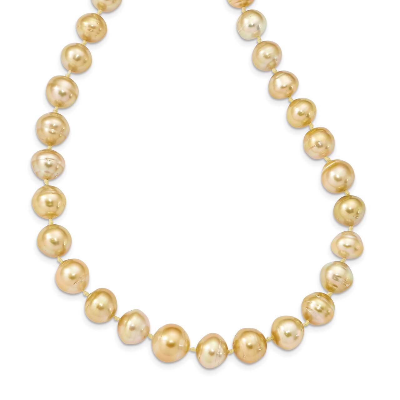 9-12mm Golden Saltwater Cult South Sea Graduated Baroque Pearl Necklace 14k Gold XF746-19