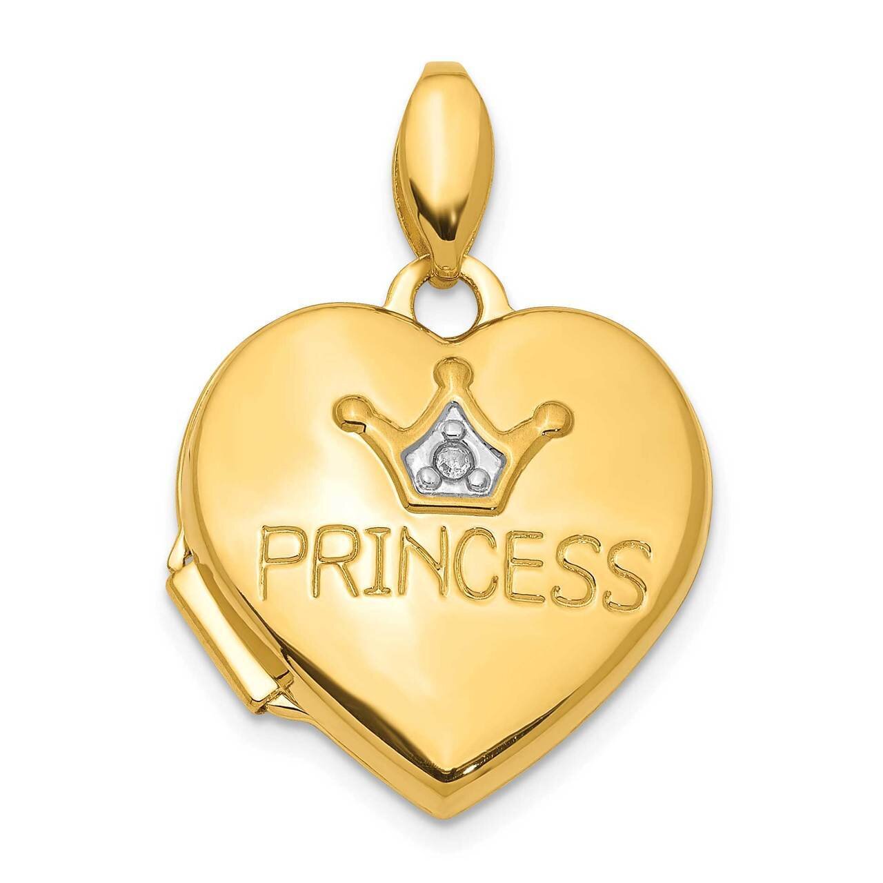 Diamond 16mm Princess Locket Pendant 14k Gold XL736