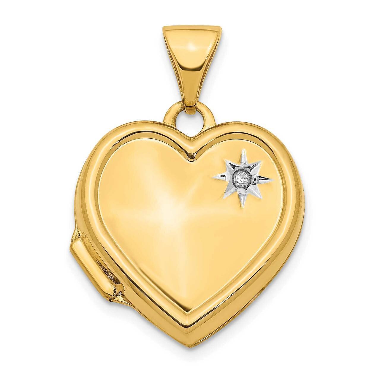 Diamond 16mm Heart Locket Pendant 14k Gold XL739