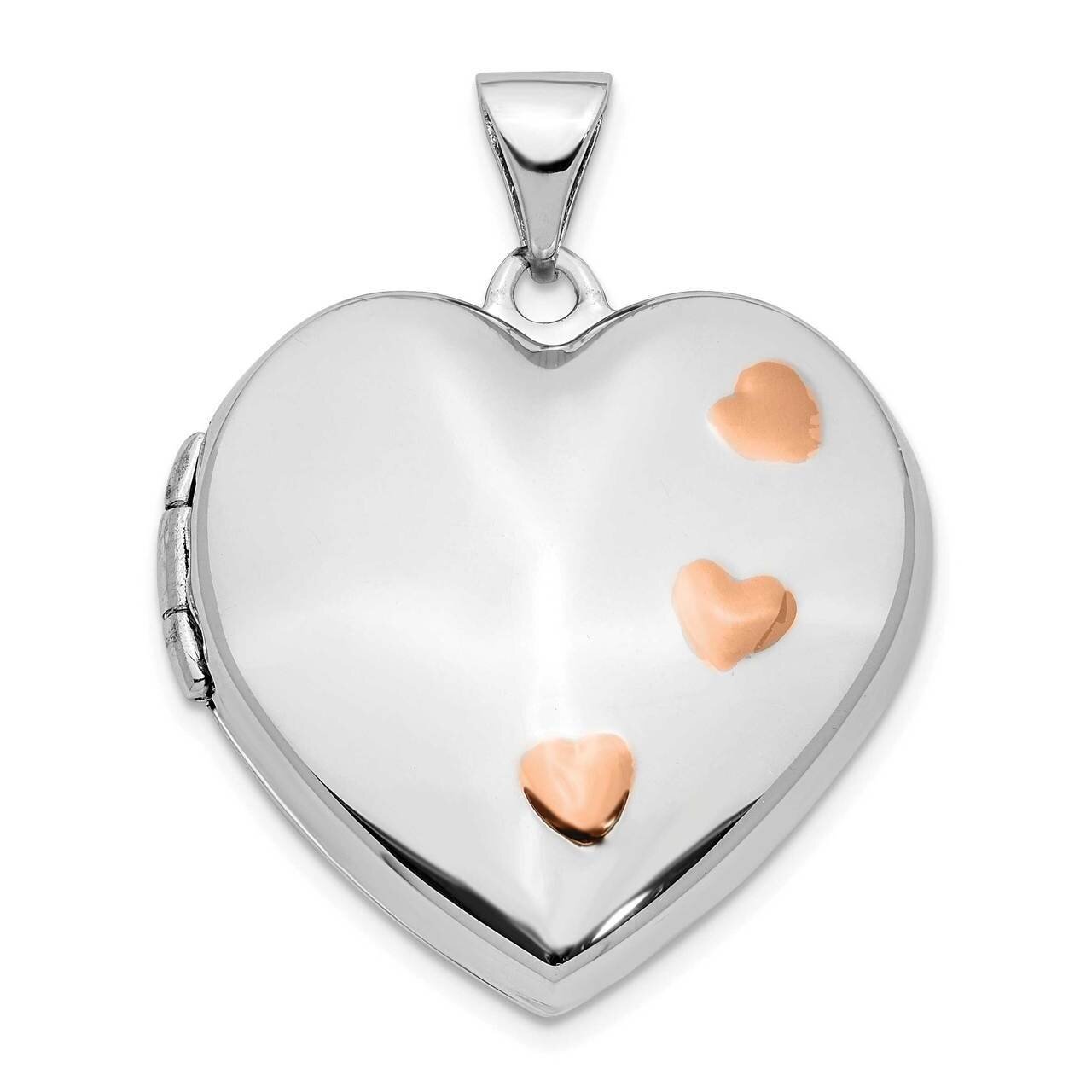 Rose Rhodium 22mm Heart Locket Pendant 14k White Gold XL752, MPN: XL752, 886774016382