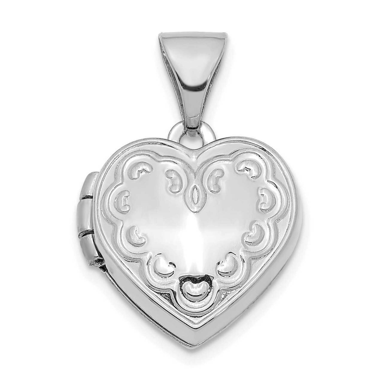 Decorated 13mm Heart Locket Pendant 14k White Gold XL756, MPN: XL756, 886774011875