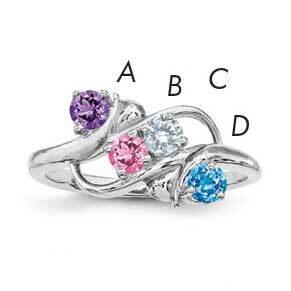 Genuine 4 Stone Mother&#39;s Ring Sterling Silver Rhodium-plated XMR14_4W--6, MPN: XMR14_4W--6, 8839575…