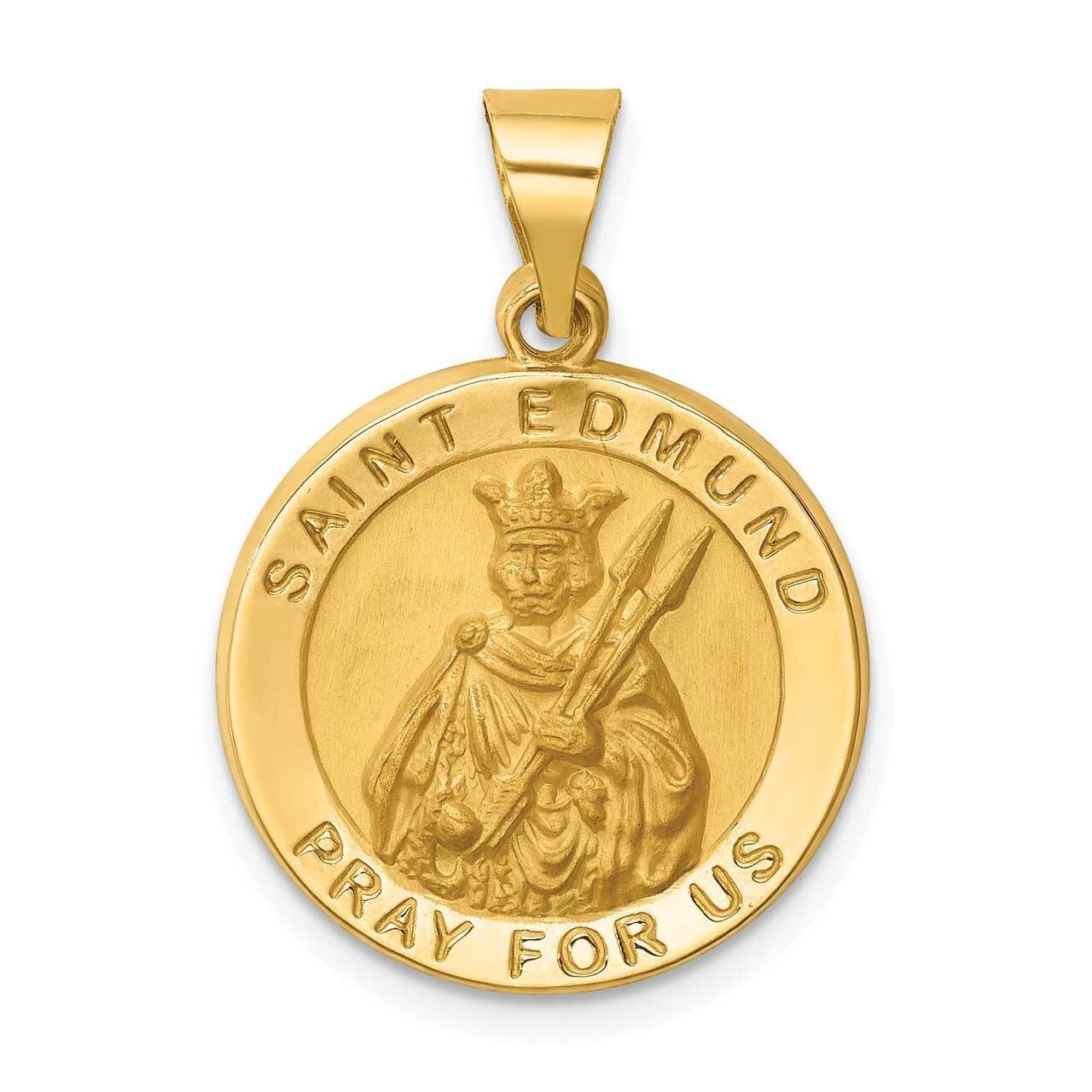 Round St. Edmund Medal 14k Hollow Polished Satin XR1706