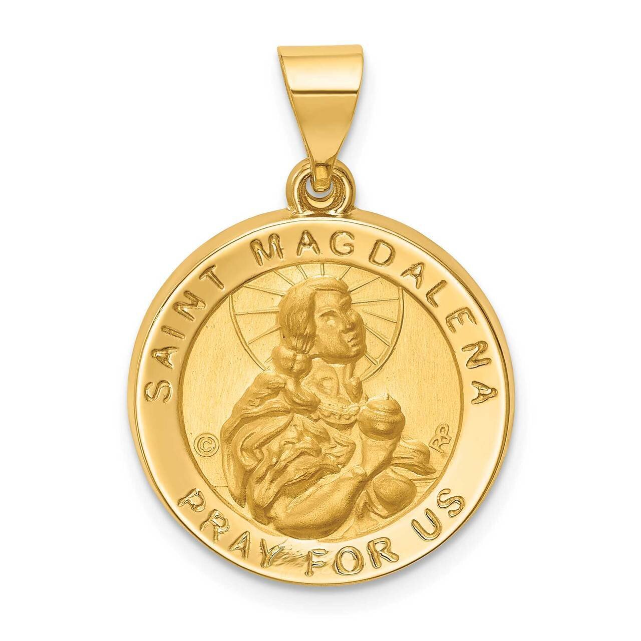 Round St. Magdalena Medal 14k Hollow Polished Satin XR1714