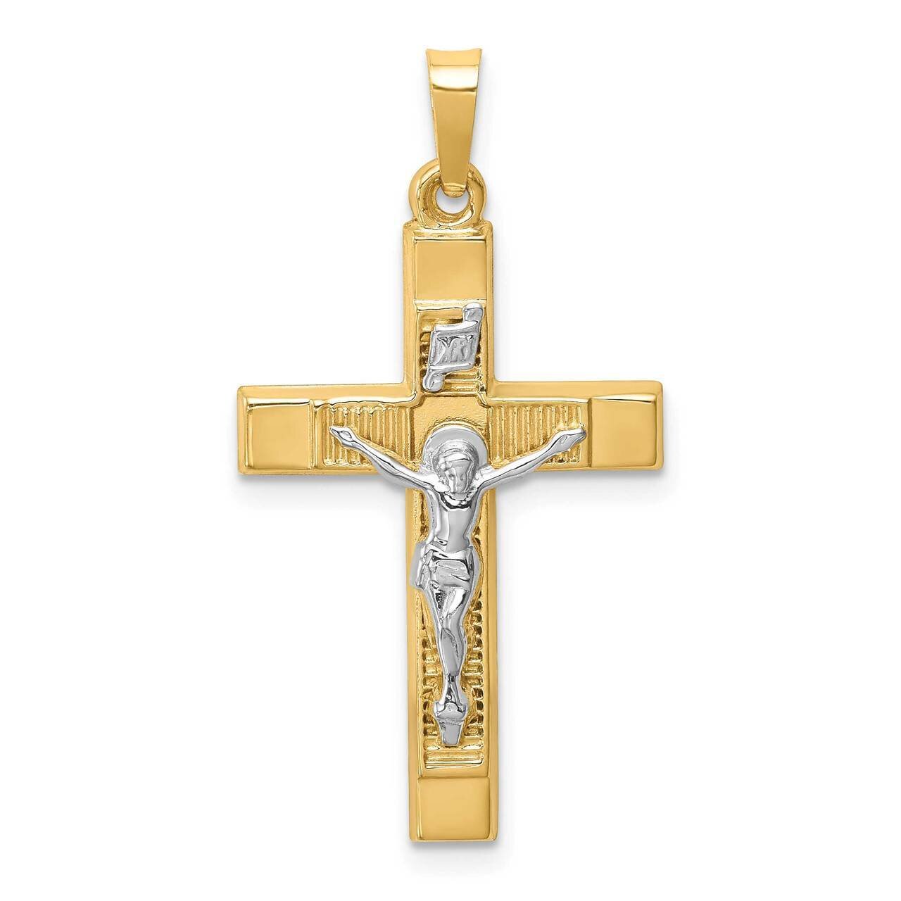 Hollow Polished Textured Latin Crucifix 14k Two-tone Gold XR1730, MPN: XR1730, 883957600710