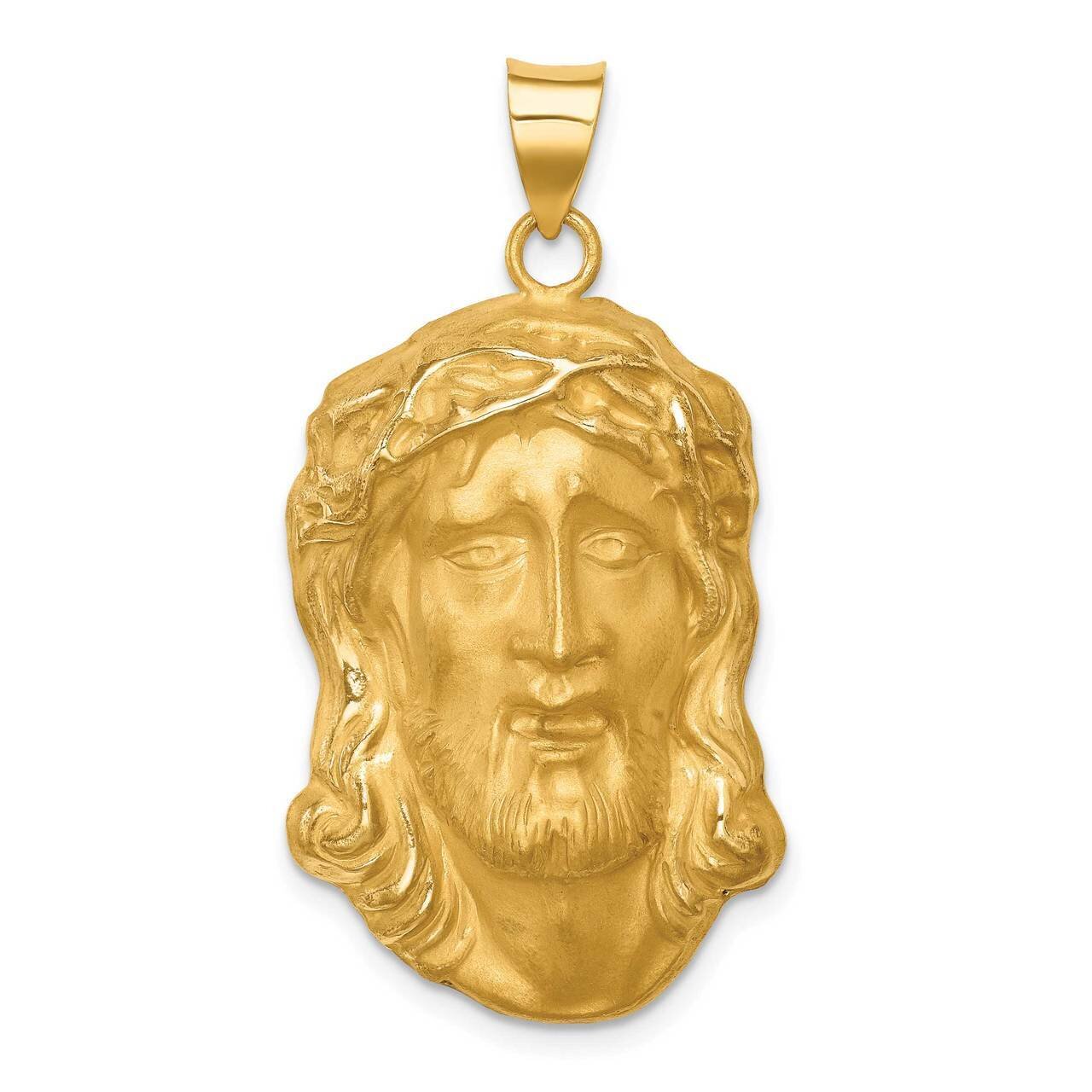 Large Jesus Medal 14k Hollow Polished Satin XR1732
