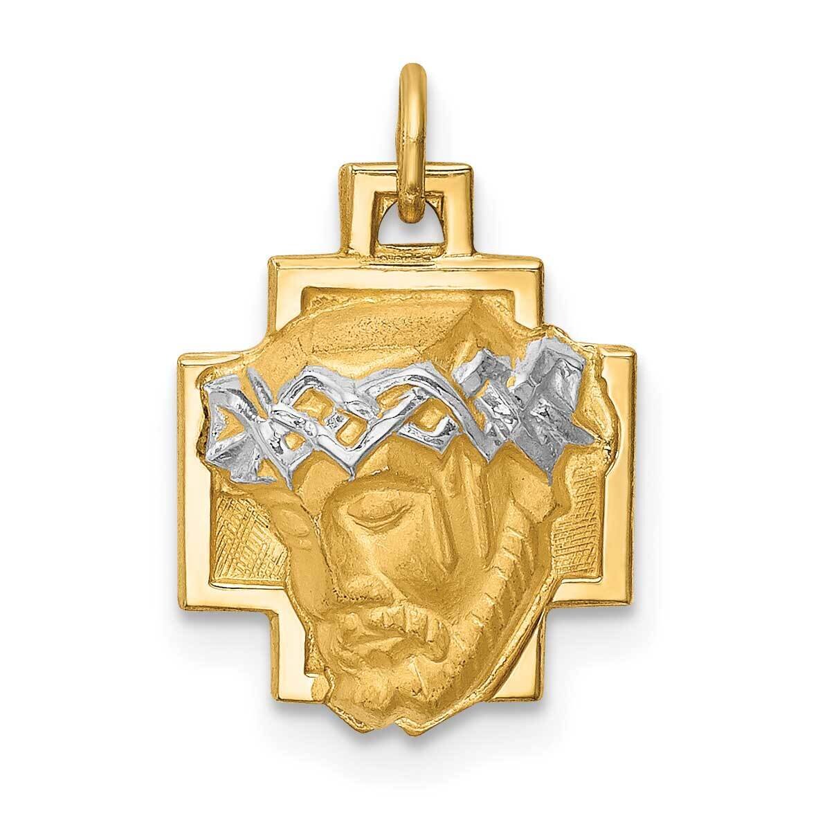 Small Jesus Cross Medal 14k Hollow Polished Satin XR1734