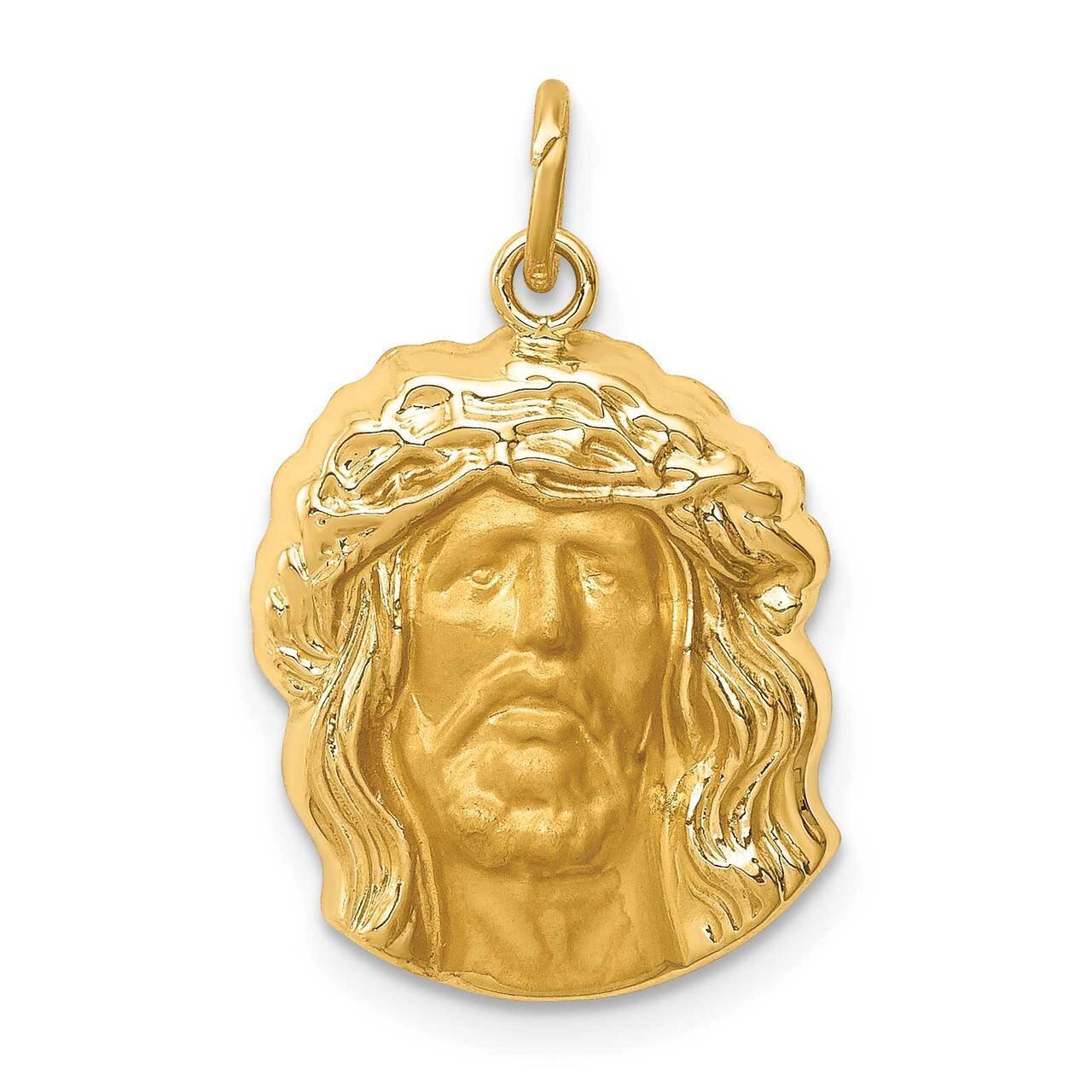 Medium Jesus Medal 14k Hollow Polished Satin XR1738