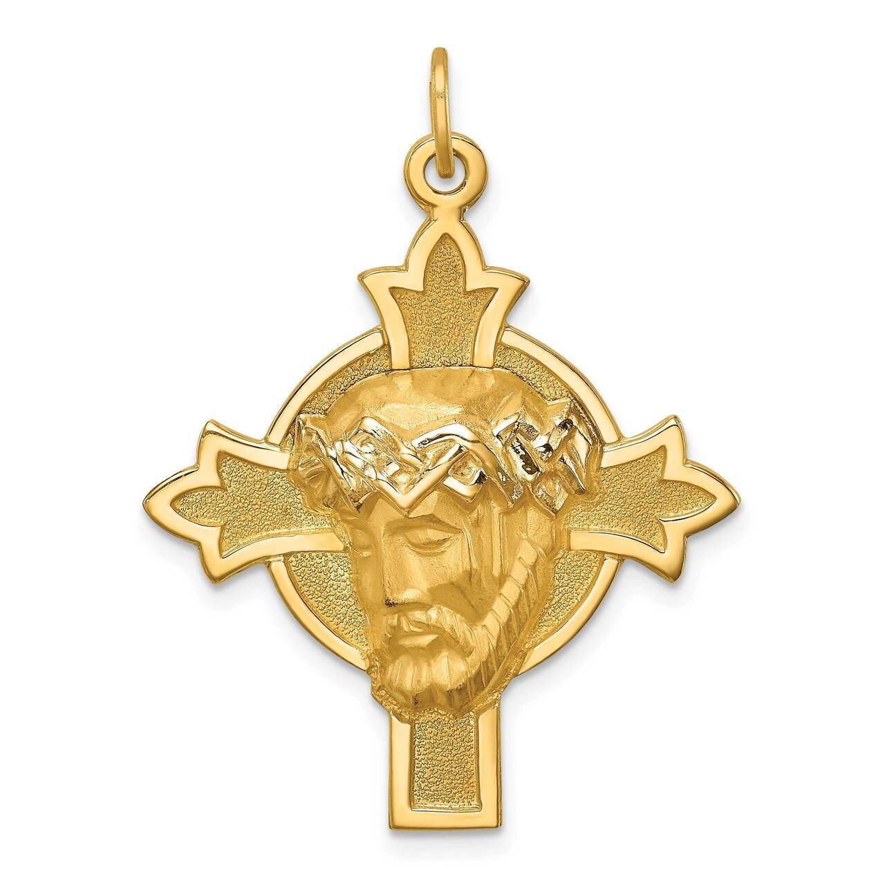 Medium Jesus Medal Cross 14k Hollow Polished Satin XR1740