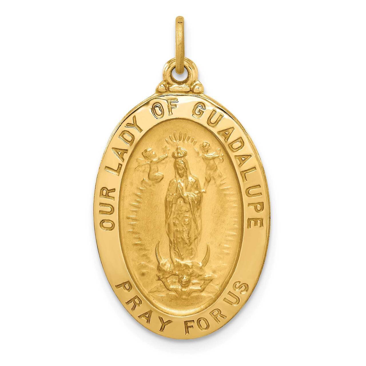 Oval Our Lady of Guadalupe Medal 14k Gold Solid Polished Satin XR1745