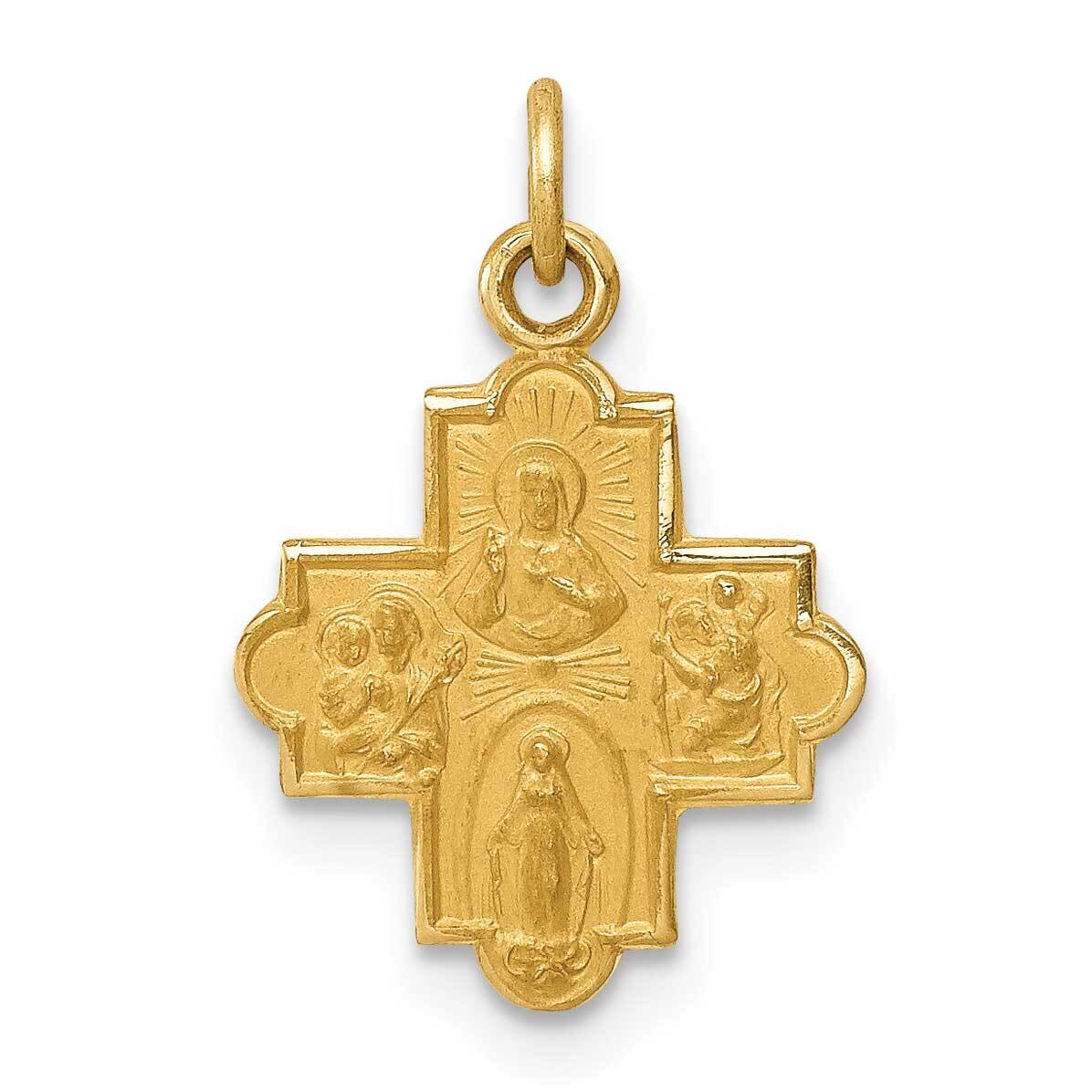 Solid Satin Small 4-Way Medal 14k Gold XR1783
