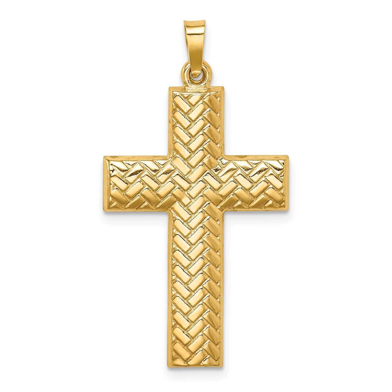 Basketweave Design Latin Cross 14k Hollow Polished XR1816, MPN: XR1816, 883957220642