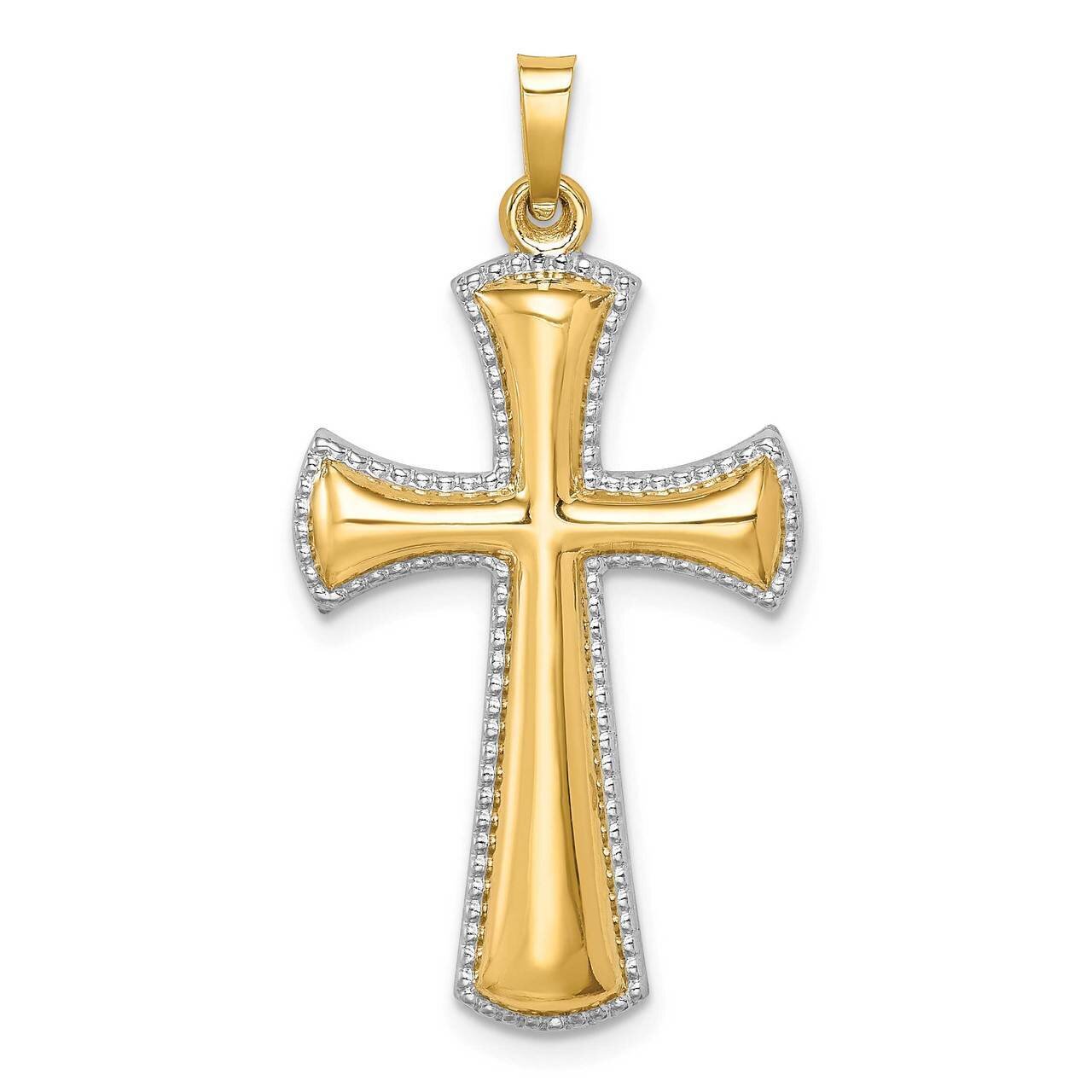 Rhodium-plated Beaded Edge Cross 14k Hollow Polished XR1828, MPN: XR1828, 883957845616