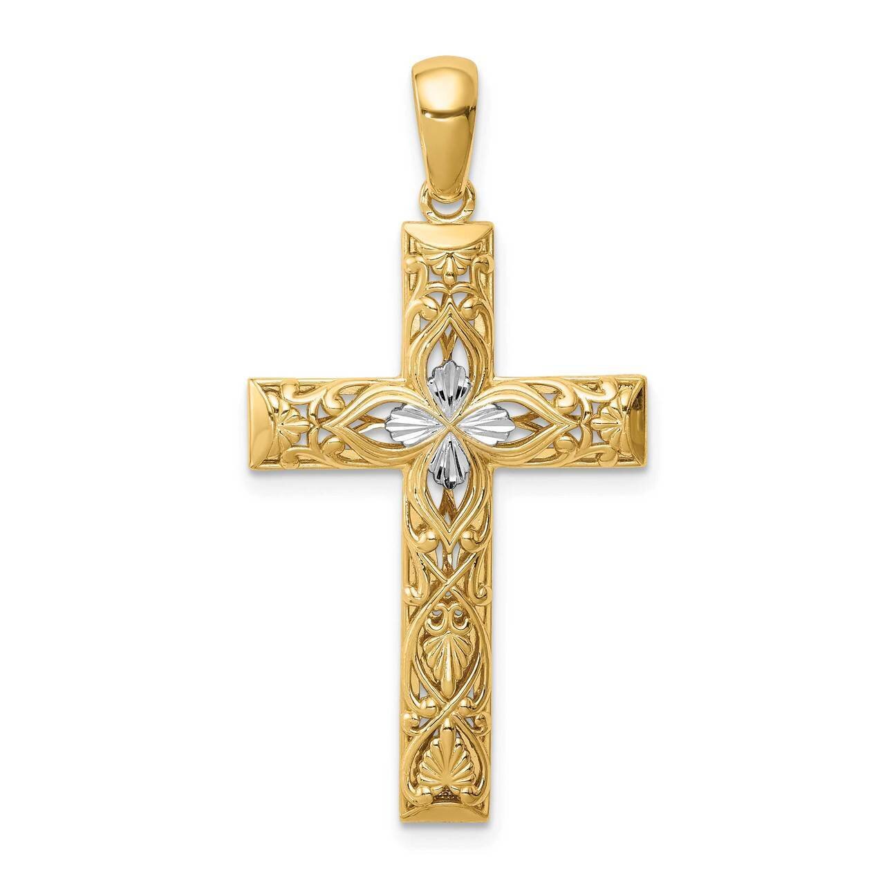 Diamond-cut Cross Pendant 14k White Gold Rhodium XR1836, MPN: XR1836, 883957780870