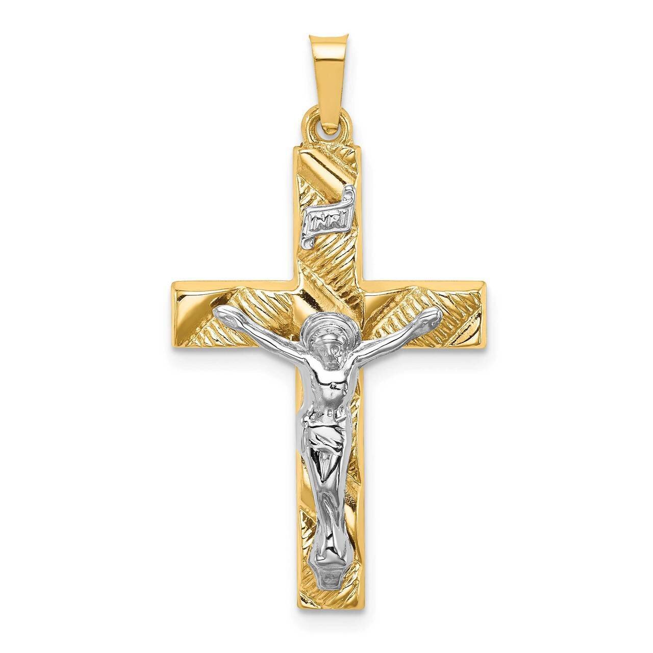 Hollow Polished Textured Latin Crucifix 14k Two-tone Gold XR1850, MPN: XR1850, 883957603704