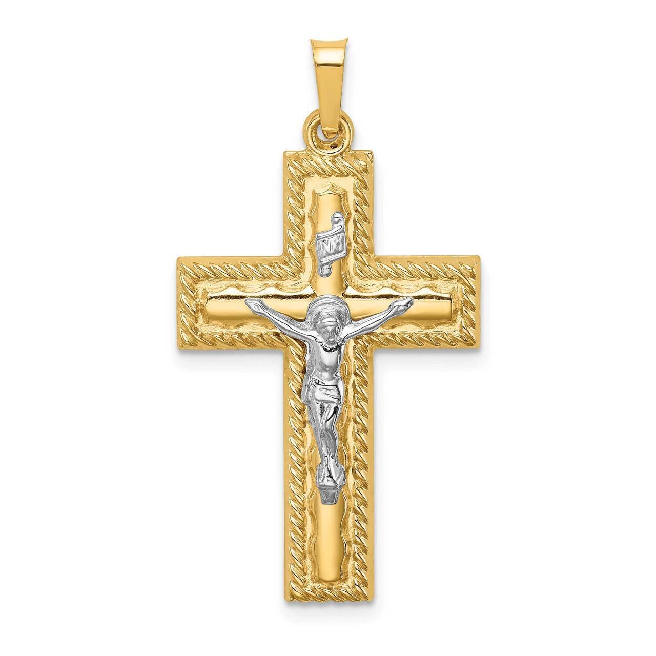 Hollow Polished Rope Edge Latin Crucifix 14k Two-tone Gold XR1857, MPN: XR1857, 883957326665