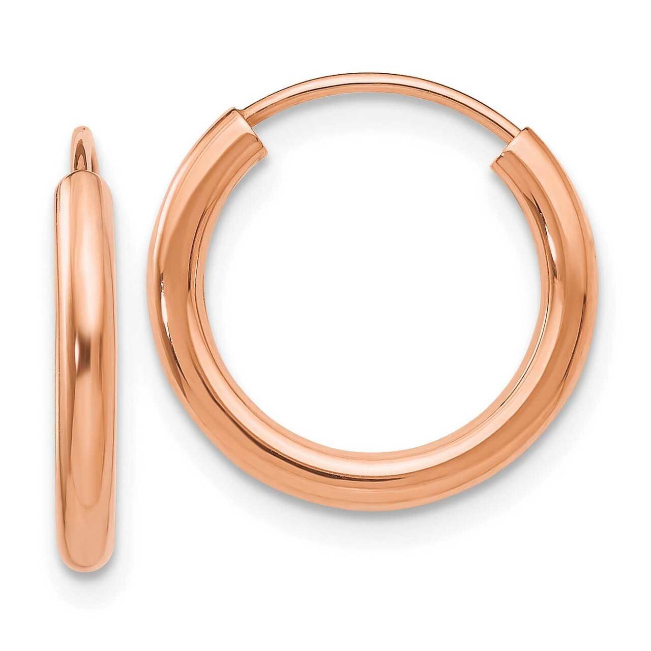 Round Endless 2mm Hoop Earrings 14k Rose Gold Polished XY1246