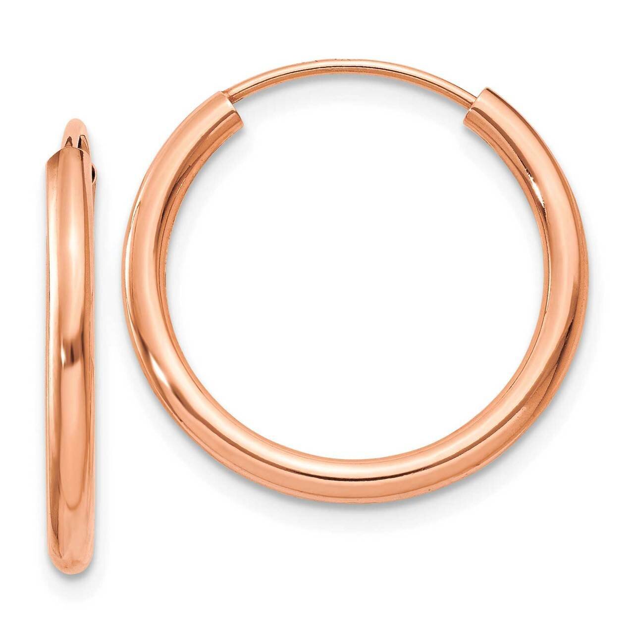 Round Endless 2mm Hoop Earrings 14k Rose Gold Polished XY1248