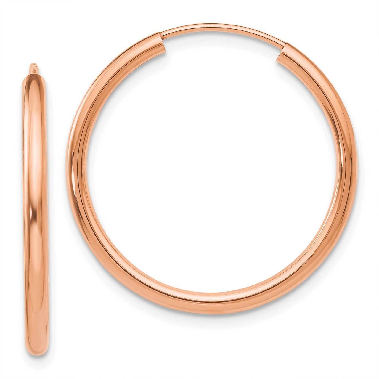 Round Endless 2mm Hoop Earrings 14k Rose Gold Polished XY1249