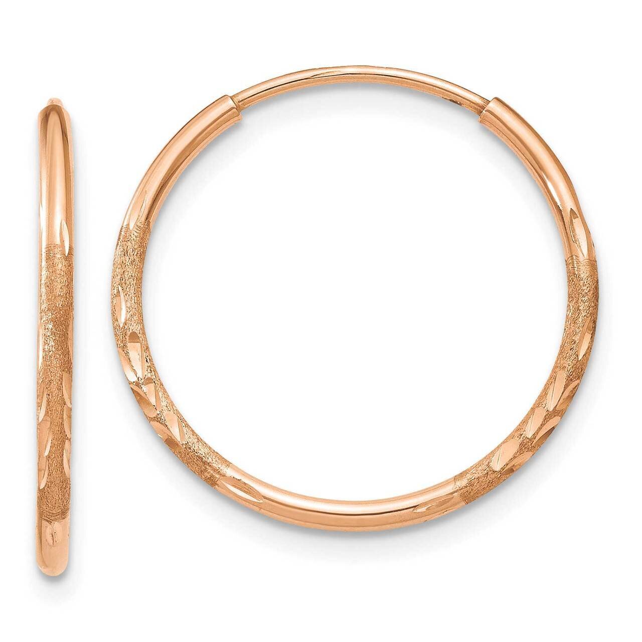 1.25mm Diamond-cut Endless Hoop Earring 14k Rose Gold XY1256, MPN: XY1256, 883957999494
