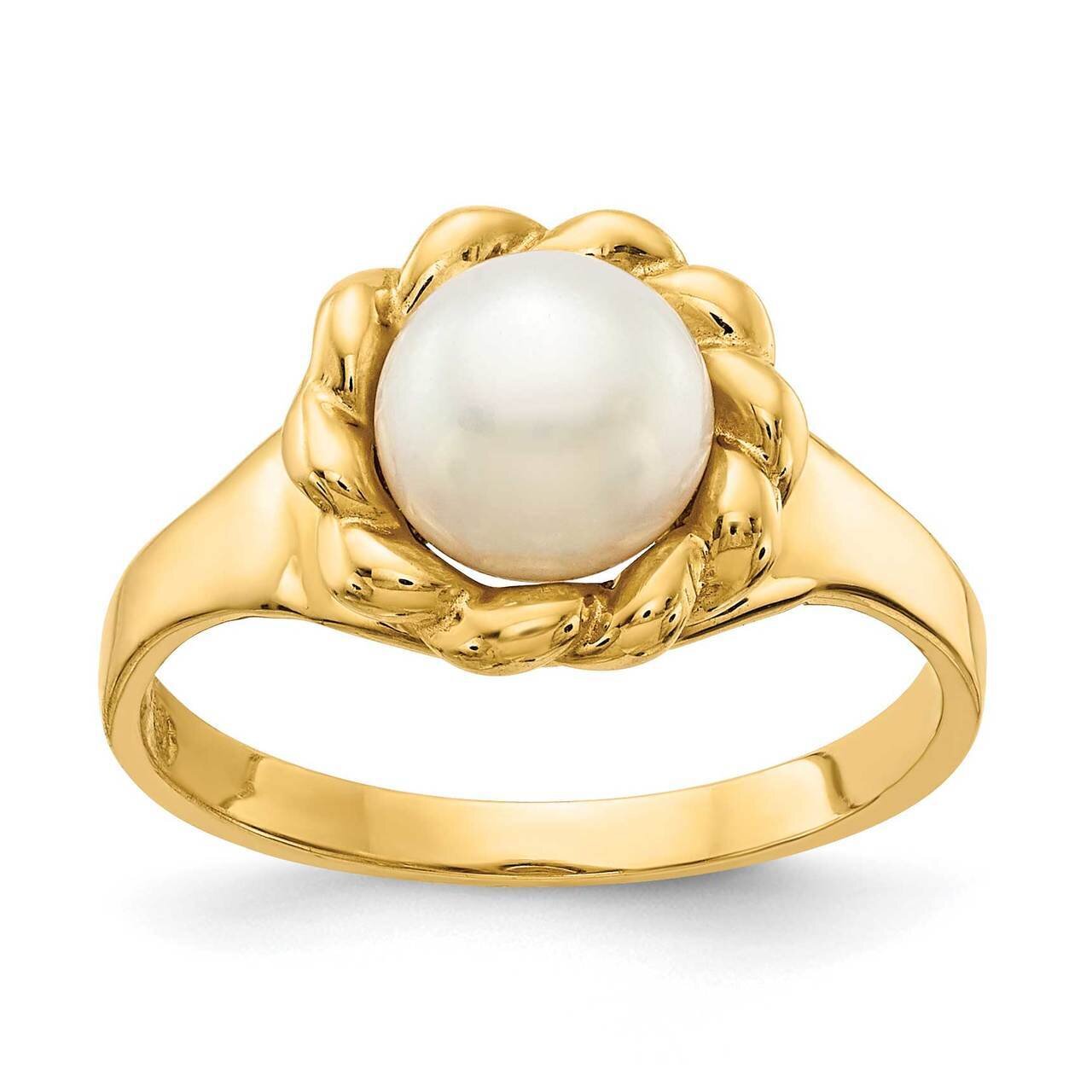 6-7mm White Button Freshwater Cultured Pearl Ring 14k Gold Y13941PL, MPN: Y13941PL, 883957240718