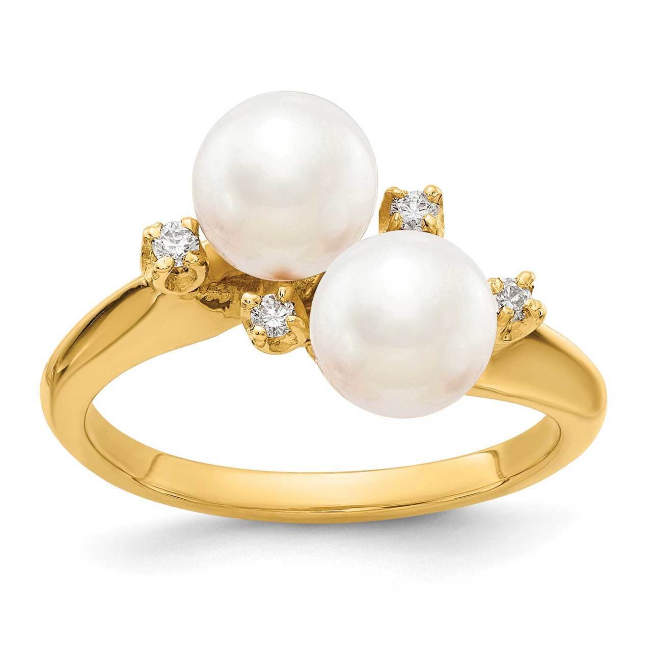 6mm Freshwater Cultured Pearl Diamond Ring 14k Gold Y1875PL_AA