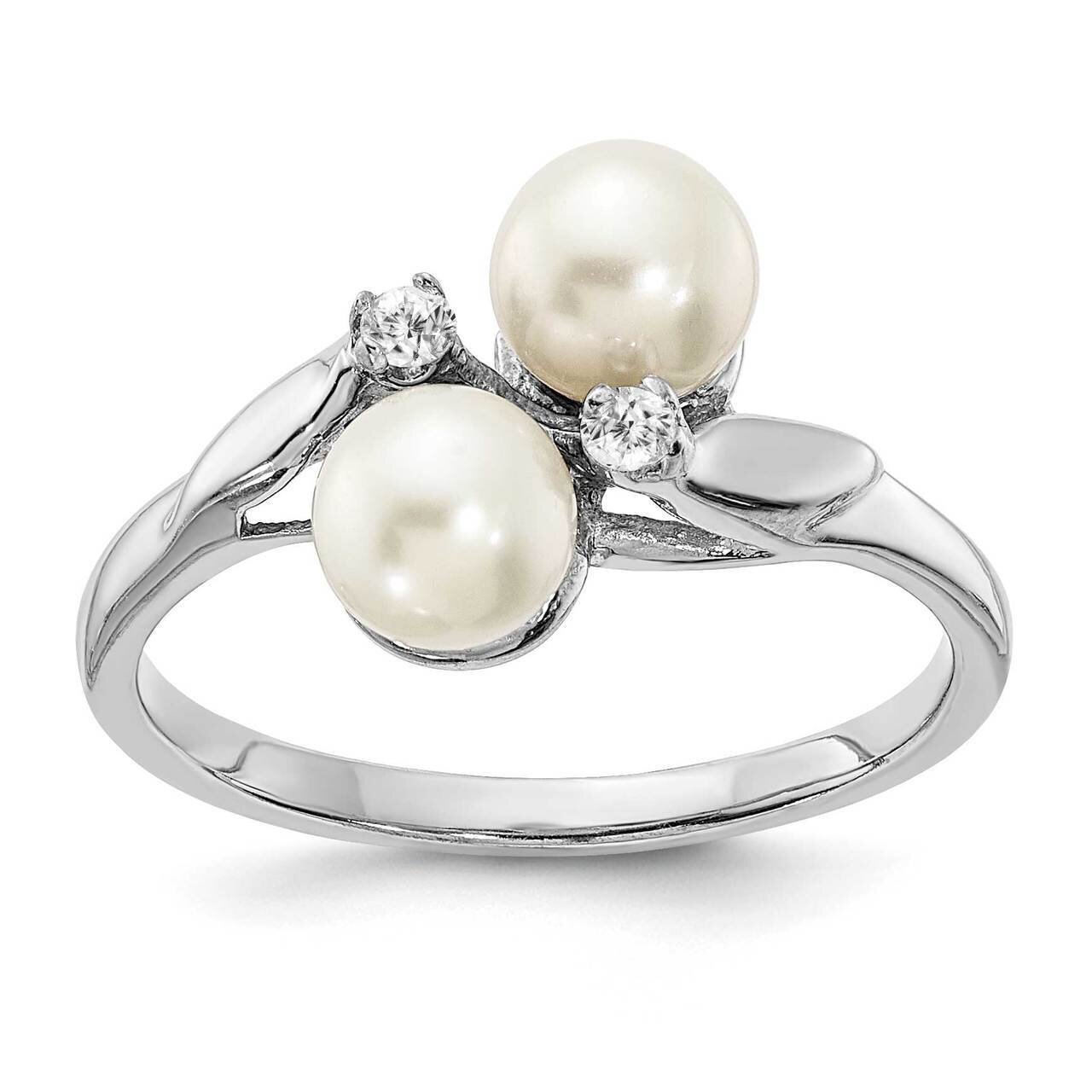 5mm Freshwater Cultured Pearl Diamond Ring 14k White Gold Y1880PL_AA