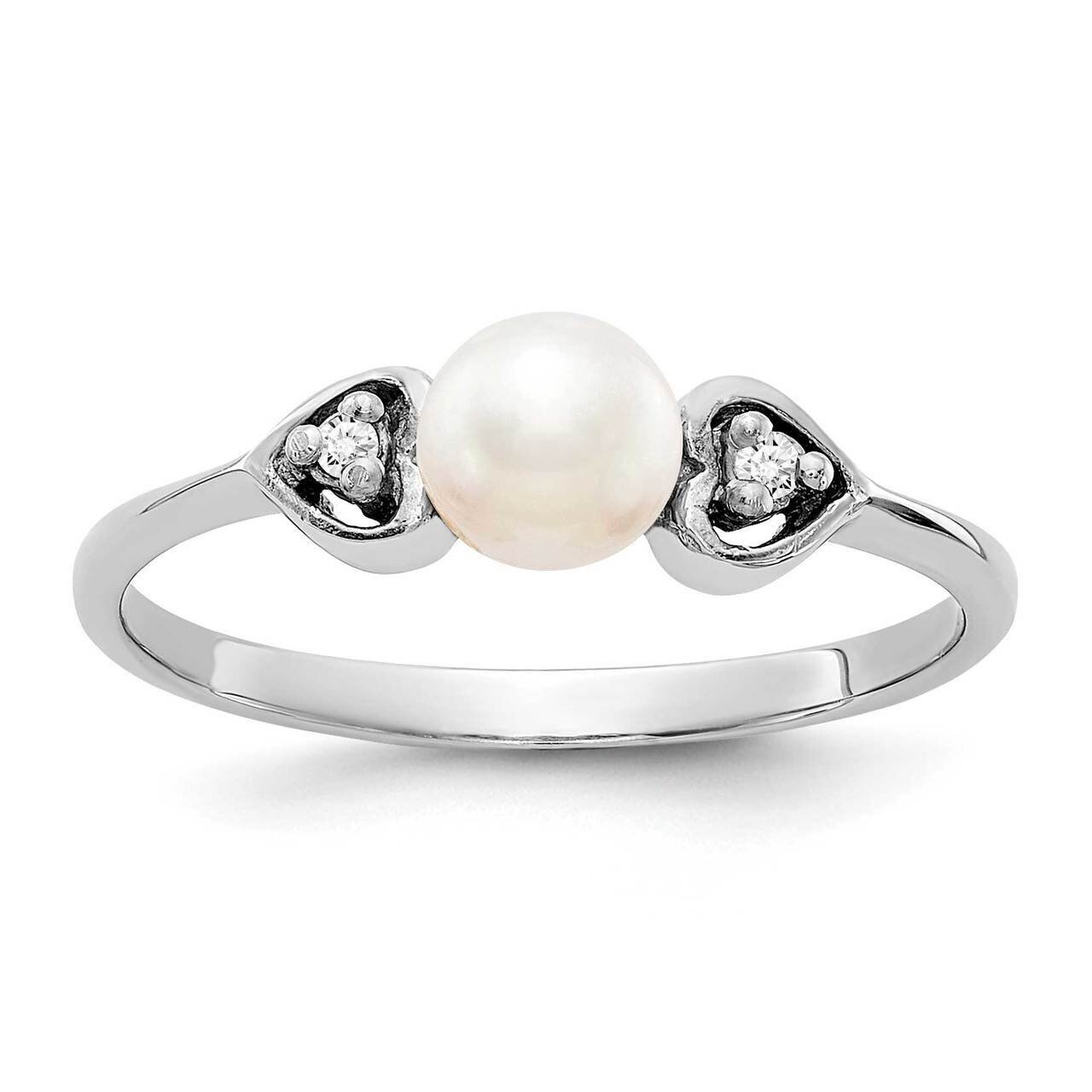 4.5mm Freshwater Cultured Pearl Diamond Ring 14k White Gold Y1937PL_AA, MPN: Y1937PL_AA, 1911015480…
