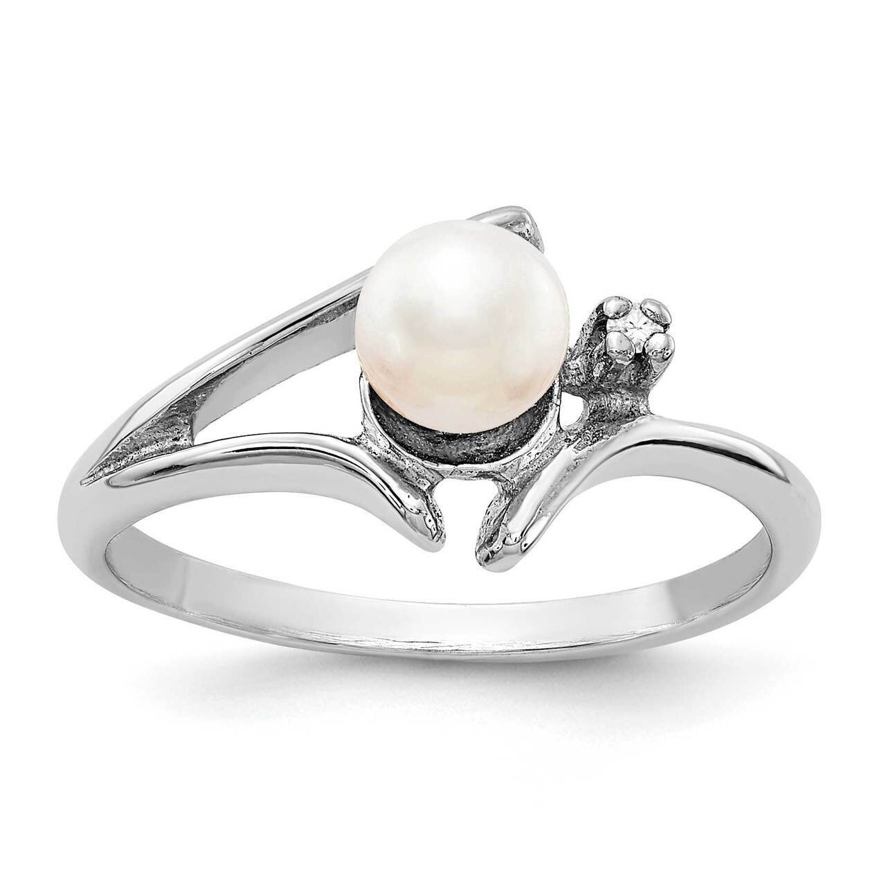 5mm Freshwater Cultured Pearl Diamond Ring 14k White Gold Y1947PL_AA