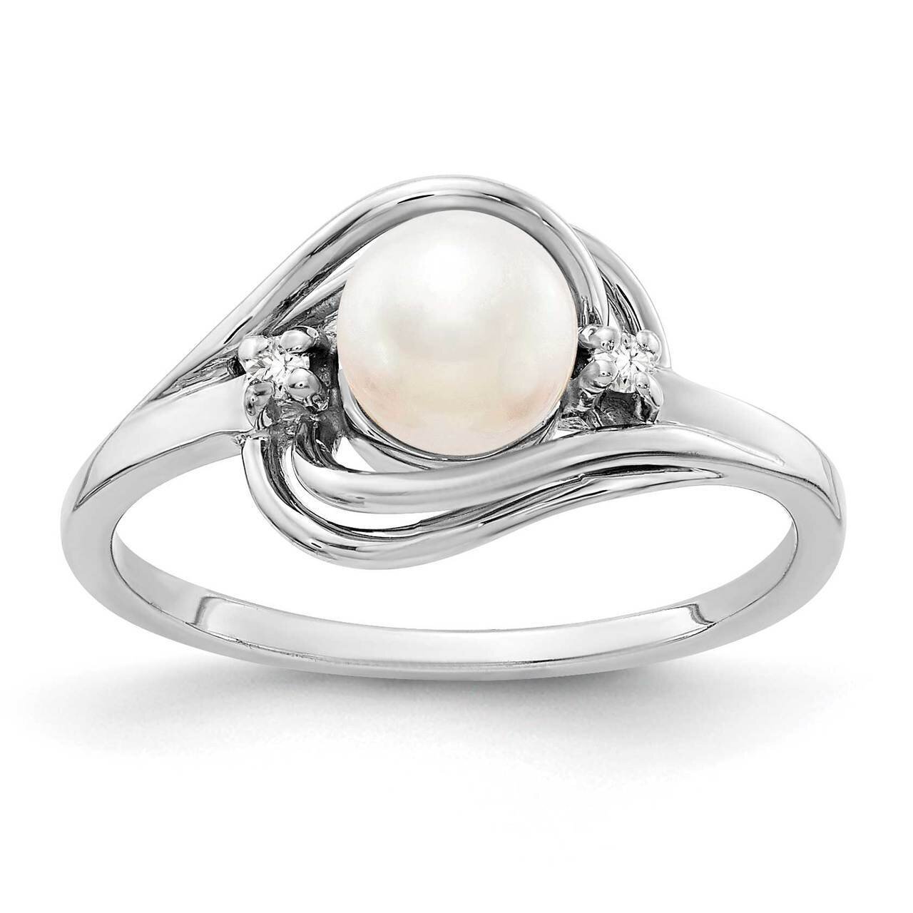 5.5mm Freshwater Cultured Pearl Diamond Ring 14k White Gold Y1969PL_AA, MPN: Y1969PL_AA, 8839570753…