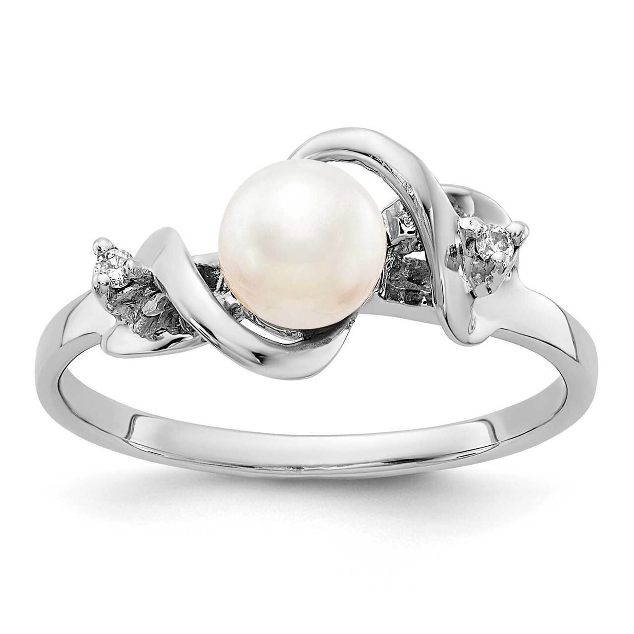 5.5mm Freshwater Cultured Pearl Diamond Ring 14k White Gold Y2017PL_AA, MPN: Y2017PL_AA, 8867741349…